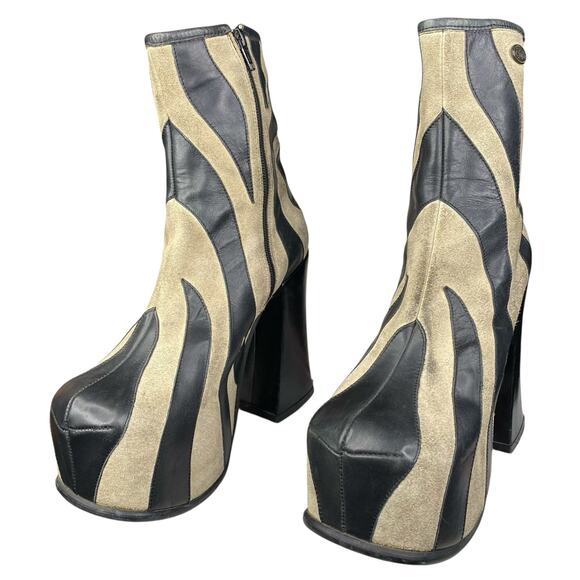 Vintage Rare Y2K Buffalo London Zebra Mega Platform Ankle Boots Size 37 US 6.5 - Picture 6 of 16